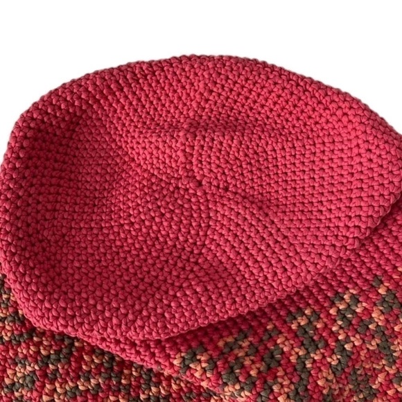 Handmade Crochet Pink Rainbow Tote Purse Bag Sack Hand Crafted Multi Color - Picture 5 of 11